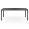 Salon de jardin mix color bleu, gris et noir table 190 cm et 8 chaises empilables