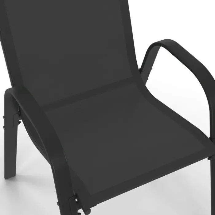 Salon de jardin noir avec table extensible et 12 chaises empilables