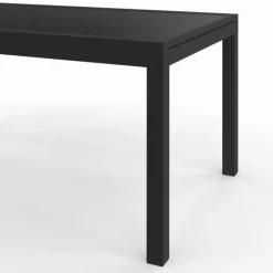 Salon de jardin noir avec table extensible et 12 chaises empilables