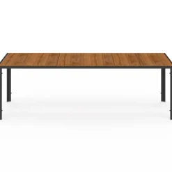 Salon de jardin noir et bois table de jardin 240 cm avec 10 chaises empilables