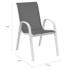 Salon de jardin table 190 cm et 8 chaises empilables blanc et gris