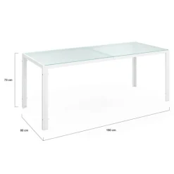 Salon de jardin table 190 cm et 8 chaises empilables blanc et gris