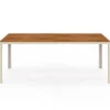 Salon de jardin table 190 CM plateau verre trempé effet bois et 8 chaises empilables beige et bois