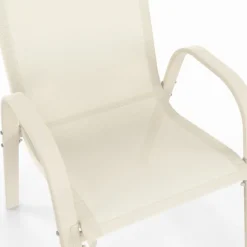 Salon de jardin table 190 CM et 8 chaises empilables beige