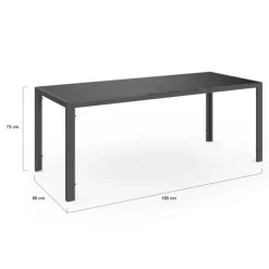Salon de jardin table 190 cm et 8 chaises empilables bleu canard