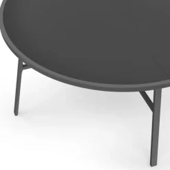 Salon de jardin table ronde 120 CM et 6 chaises empilables gris anthracite
