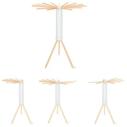 Séchoir à linge à rayons rotatif et pliable blanc et bois