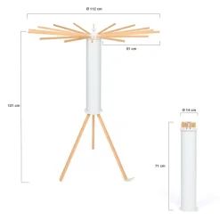 Séchoir à linge à rayons rotatif et pliable blanc et bois