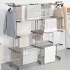 Séchoir à linge vertical pliable et extensible 4 niveaux capacité 50m inox et gris