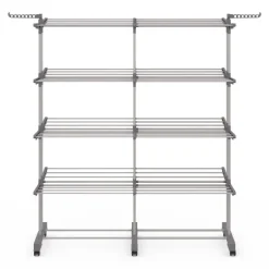Séchoir à linge vertical pliable et extensible 4 niveaux capacité 50m inox et gris