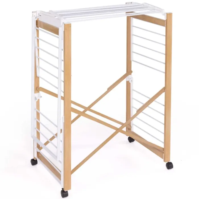 Séchoir design imitation bois avec penderie pliable