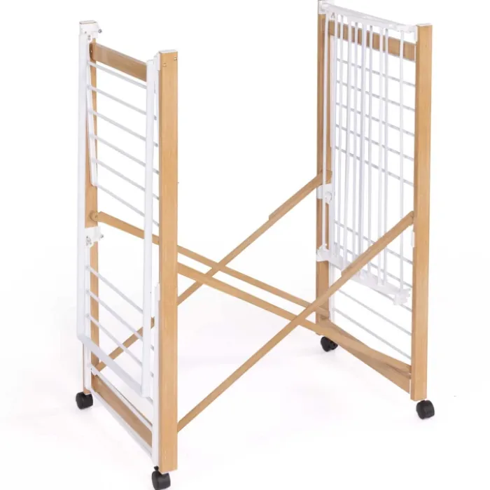 Séchoir design imitation bois avec penderie pliable