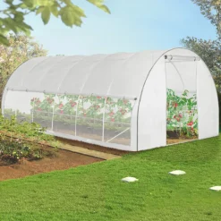 Serre de jardin blanche 18 m² avec 2 côtés relevables 6x3x2m