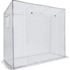 Serre de jardin blanche avec porte et fenêtres relevables