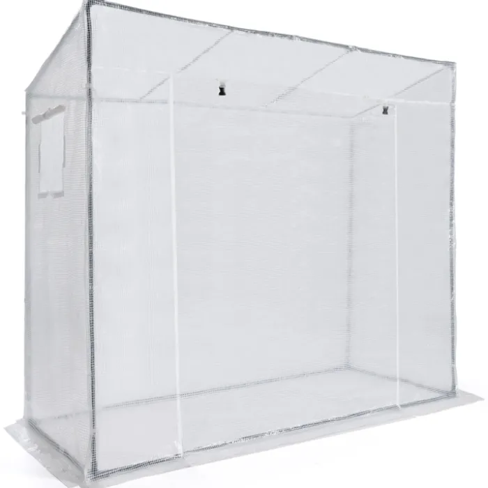 Serre de jardin blanche avec porte et fenêtres relevables