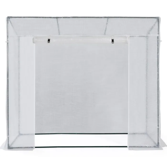 Serre de jardin blanche avec porte et fenêtres relevables