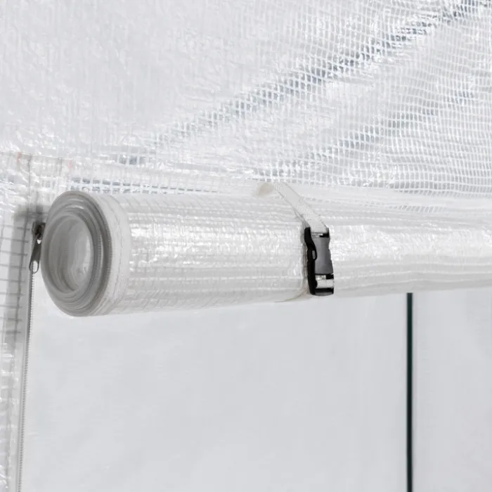 Serre de jardin blanche avec porte et fenêtres relevables