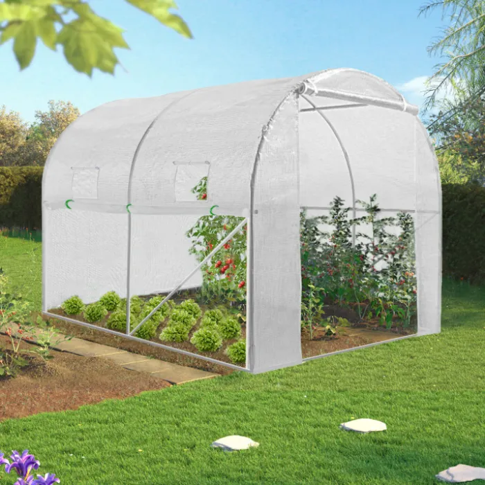 Serre de jardin tunnel blanche 6m2