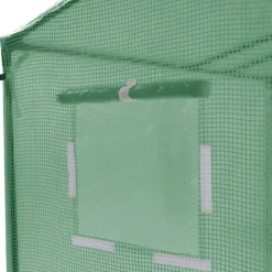 Serre de jardin verte avec porte et fenêtres relevables