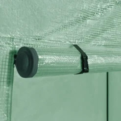 Serre de jardin verte avec porte et fenêtres relevables