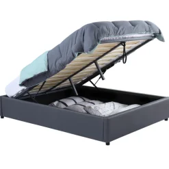 Sommier coffre de rangement 160x200 cm gris
