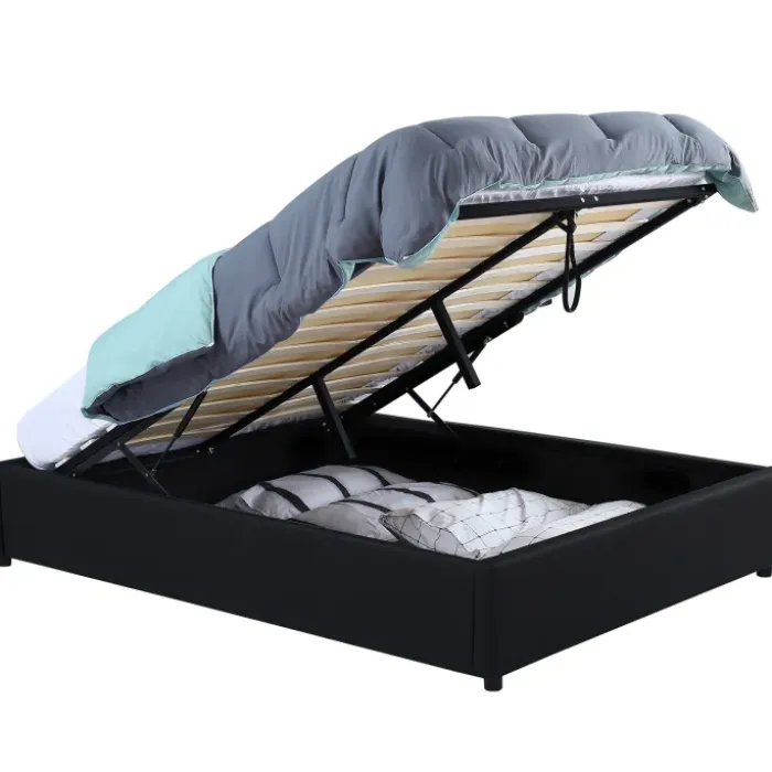 Sommier coffre de rangement 140x190 cm noir