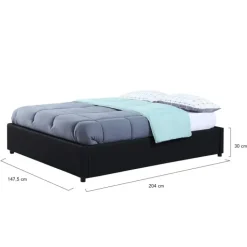 Sommier coffre de rangement 140x190 cm noir