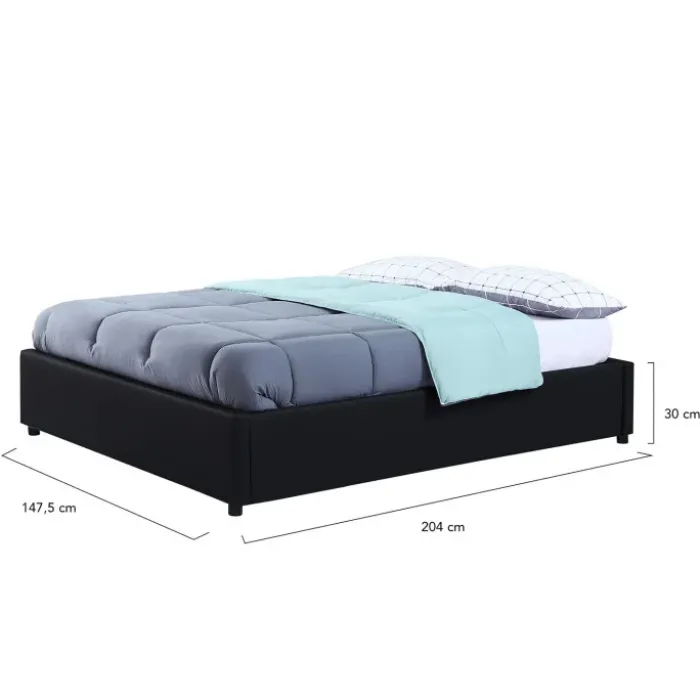 Sommier coffre de rangement 140x190 cm noir
