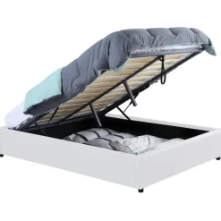 Sommier coffre de rangement 140x190 cm blanc