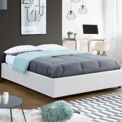 Sommier coffre de rangement 160x200 cm blanc