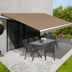 Store banne manuel 3,80 x 3 m extérieur couleur taupe