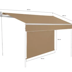Store banne manuel 4x3 m taupe avec lambrequin de 150 cm