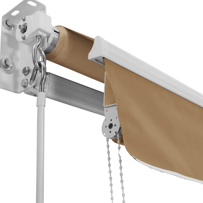 Store banne manuel 4x3 m taupe avec lambrequin de 150 cm