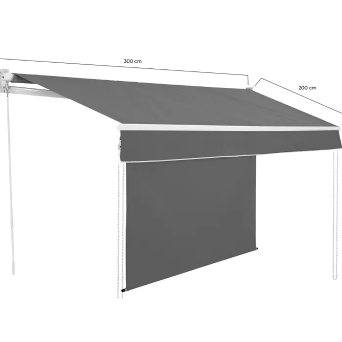 Store banne 3x2 m enroulable gris anthracite