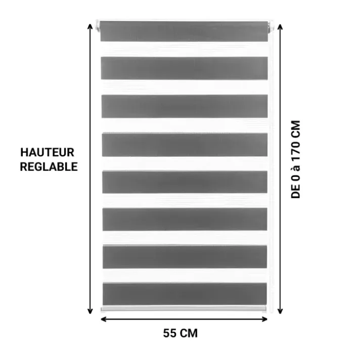 Stores jour nuit gris 55x 170 cm