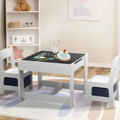 Table à dessin pour enfant avec 2 chaises et bacs de rangement