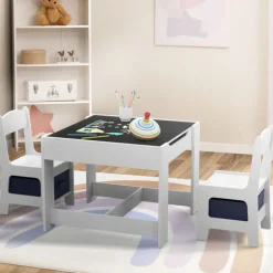 Table à dessin pour enfant avec 2 chaises et bacs de rangement