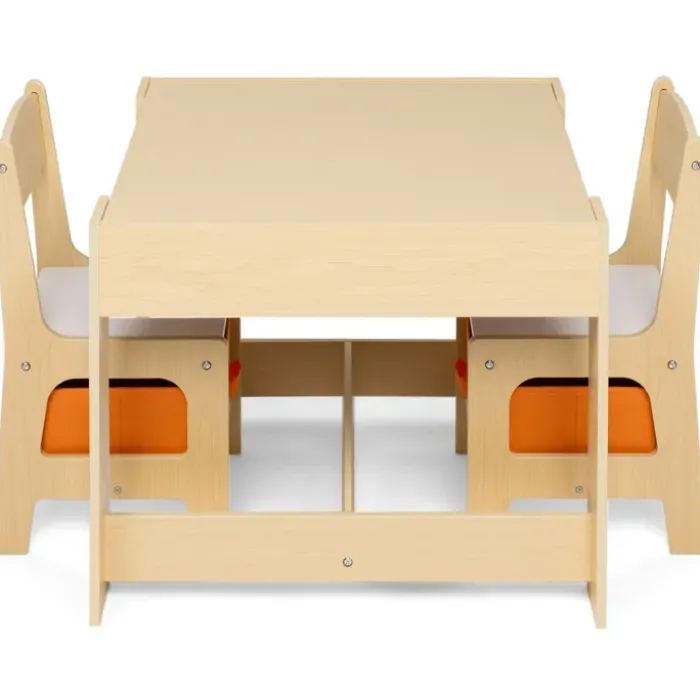 Table à dessin réversible pour enfant avec 2 chaises et bacs de rangement