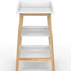 Table à langer avec 2 étagères façon hêtre et blanc