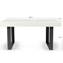Table à manger 4 à 8 personnes bois gris et pieds gris foncé