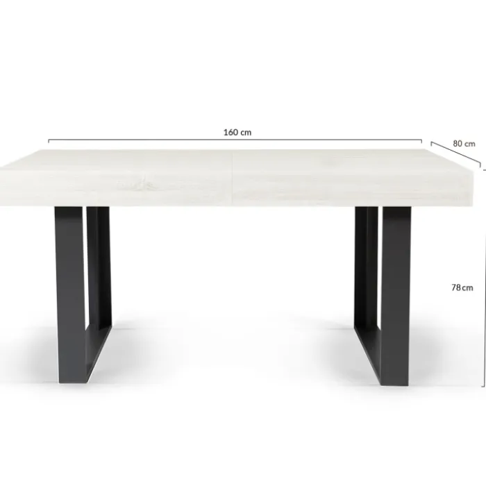 Table à manger 4 à 8 personnes bois gris et pieds gris foncé