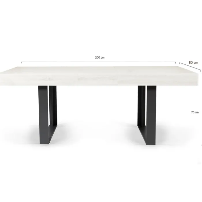 Table à manger 4 à 8 personnes bois gris et pieds gris foncé