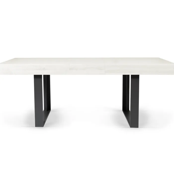 Table à manger 4 à 8 personnes bois gris et pieds gris foncé