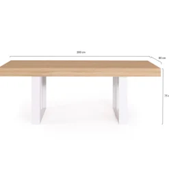 Table à manger 4 à 8 personnes bois et blanc