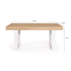 Table à manger 4 à 8 personnes bois et blanc