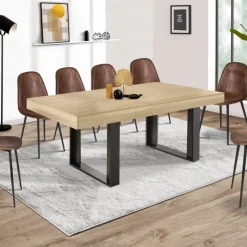 Table à manger 10 à 12 personnes bois et noir