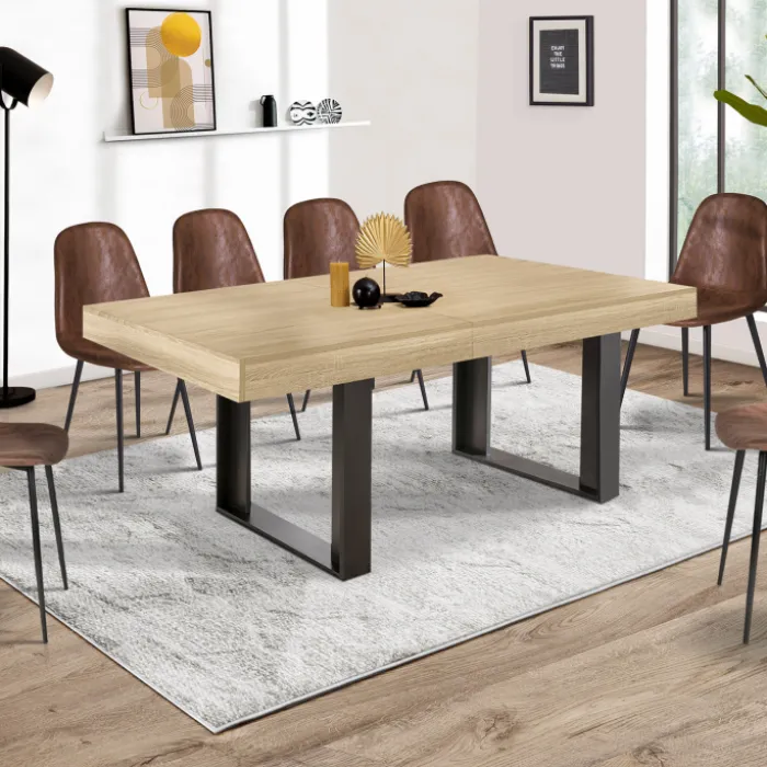 Table à manger 10 à 12 personnes bois et noir