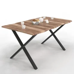 Table à manger 6 personnes avec pieds en forme de X