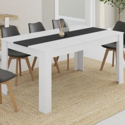 Table à manger 8 personnes blanche et grise