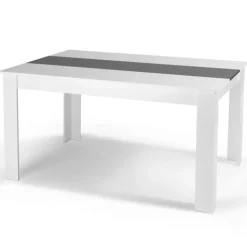 Table à manger 8 personnes blanche et grise